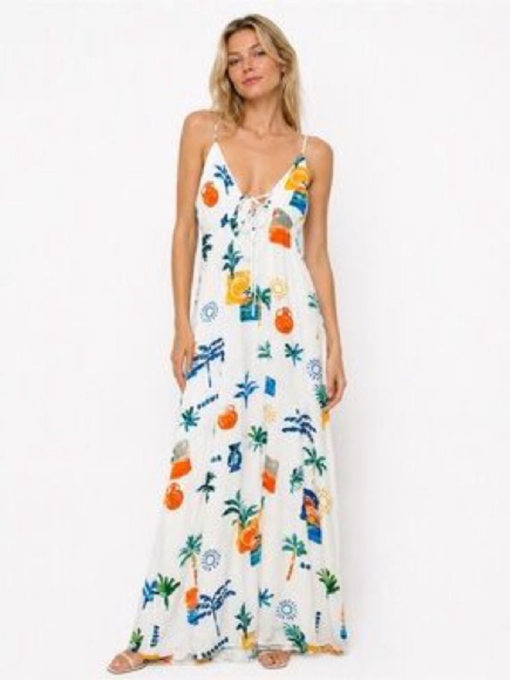 Anthropologie Paper Heart La Dolce Vita Tropical Postcard Print Maxi Large